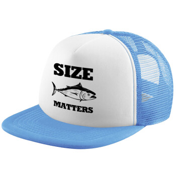 Size matters, Child's Soft Trucker Hat with Blue/White Mesh (POLYESTER, CHILD, ONE SIZE)