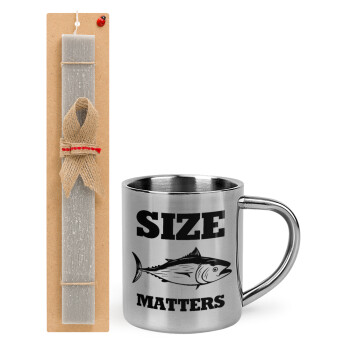 Size matters, Easter Set, metallic thermal cup (300ml) & Easter aromatic flat candle (30cm) (GRAY)