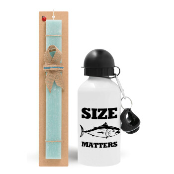 Size matters, Easter Set, metallic aluminum water bottle (500ml) & scented flat candle (30cm) (TURQUOISE)