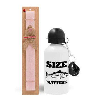 Size matters, Easter Set, metallic aluminum bottle (500ml) & aromatic flat Easter candle (30cm) (PINK)