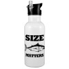 White water bottle with straw, stainless steel 600ml