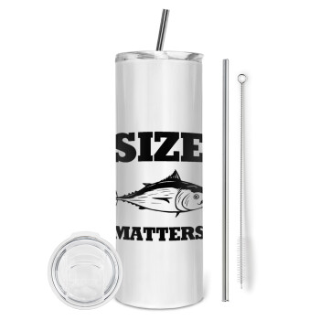 Size matters, Tumbler ποτήρι θερμό από ανοξείδωτο ατσάλι 600ml, με μεταλλικό καλαμάκι & βούρτσα καθαρισμού