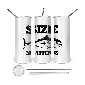 Size matters, Tumbler ποτήρι θερμό από ανοξείδωτο ατσάλι 600ml, με μεταλλικό καλαμάκι & βούρτσα καθαρισμού