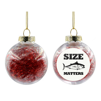 Size matters, Transparent Christmas tree ball ornament with red filling 8cm