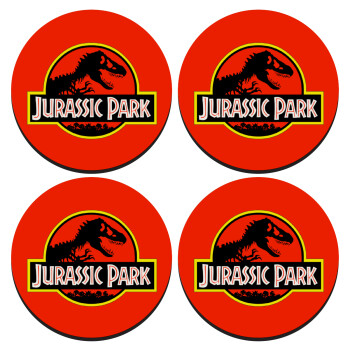 Jurassic park, ΣΕΤ 4 Σουβέρ ξύλινα στρογγυλά (9cm)
