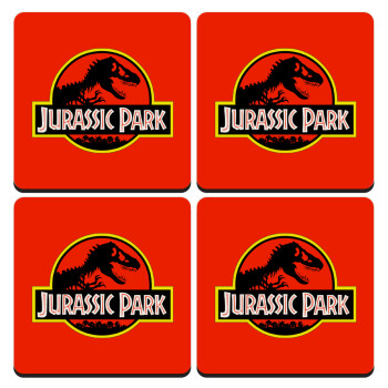 Jurassic park, ΣΕΤ 4 Σουβέρ ξύλινα τετράγωνα (9cm)