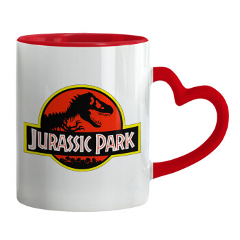 Jurassic park, Mug heart red handle, ceramic, 330ml