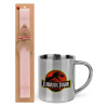 Easter Set, metallic thermal cup (300ml) & aromatic flat Easter candle (30cm) (PINK)