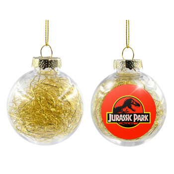 Jurassic park, Transparent Christmas tree ball ornament with gold filling 8cm