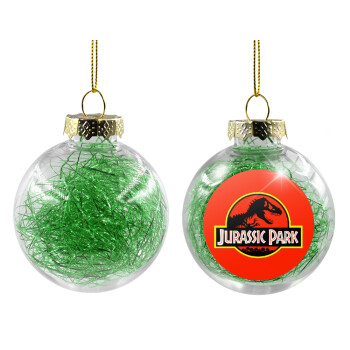 Jurassic park, Transparent Christmas tree ball ornament with green filling 8cm