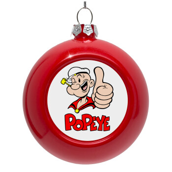 Popeye the sailor man, Red Christmas tree ornament bauble 8cm