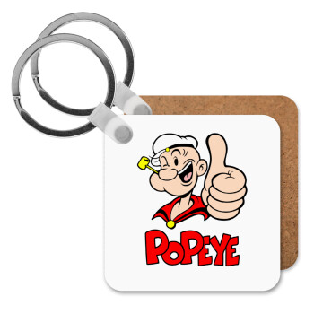 Popeye the sailor man, Μπρελόκ Ξύλινο τετράγωνο MDF