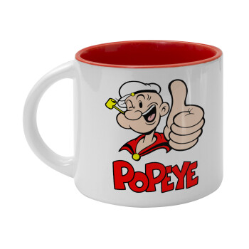 Popeye the sailor man, Κούπα κεραμική 400ml Λευκή/Κόκκινη