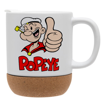 Popeye the sailor man, Κούπα, κεραμική με βάση φελού και καπάκι (ΜΑΤ), 330ml (1 τεμάχιο)