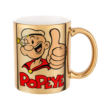 Popeye the sailor man, Mug ceramic, gold mirror, 330ml