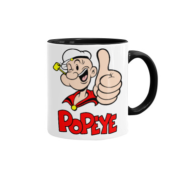 Popeye the sailor man, Mug colored black, ceramic, 330ml