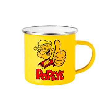 Popeye the sailor man, Yellow Enamel Metallic Cup 360ml