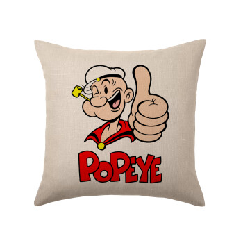 Popeye the sailor man, Μαξιλάρι καναπέ ΛΙΝΟ 40x40cm περιέχεται το  γέμισμα