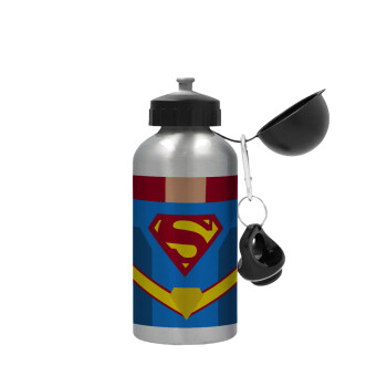 Superman flat, Metallic water jug, Silver, aluminum 500ml