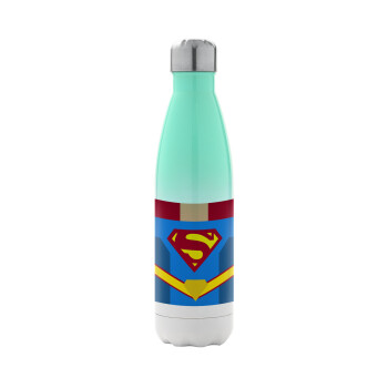 Superman flat, Metal mug thermos Green/White (Stainless steel), double wall, 500ml