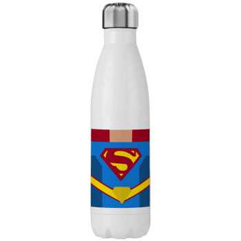 Superman flat, Μεταλλικό παγούρι θερμός (Stainless steel), διπλού τοιχώματος, 750ml