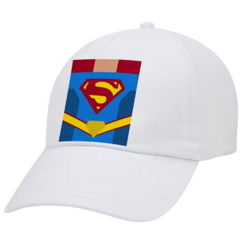 Superman flat, Καπέλο Ενηλίκων Baseball Λευκό 5-φύλλο (POLYESTER, ΕΝΗΛΙΚΩΝ, UNISEX, ONE SIZE)