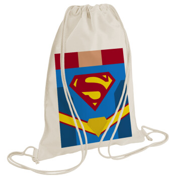 Superman flat, Τσάντα πλάτης πουγκί GYMBAG natural (28x40cm)