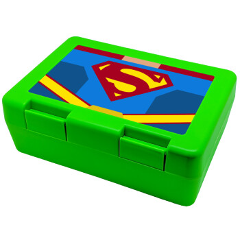 Superman flat, Children's cookie container GREEN 185x128x65mm (BPA free plastic)