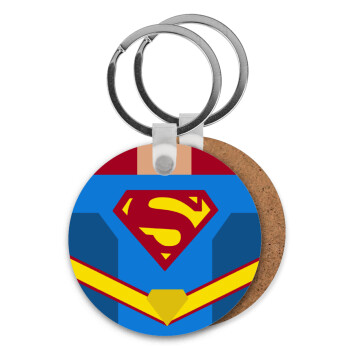 Superman flat, Μπρελόκ Ξύλινο στρογγυλό MDF Φ5cm