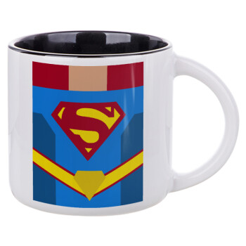 Superman flat, Κούπα κεραμική 400ml Λευκή/Μαύρη