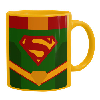 Superman flat, Ceramic coffee mug yellow, 330ml