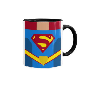 Superman flat, Mug colored black, ceramic, 330ml