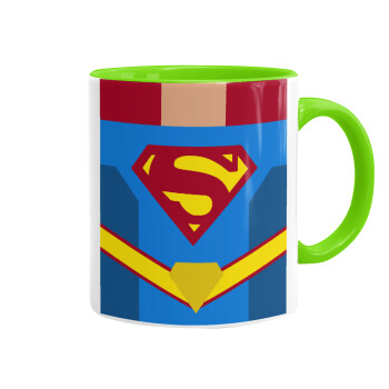 Superman flat, Mug colored light green, ceramic, 330ml