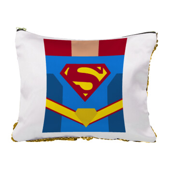 Superman flat, Sequin Gold Pouch Cosmetic Bag