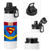 Metal water bottle with safety cap, aluminum 850ml