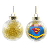 Transparent Christmas tree ball ornament with gold filling 8cm