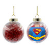 Transparent Christmas tree ball ornament with red filling 8cm