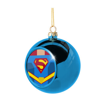 Superman flat, Blue Christmas tree ball ornament 8cm