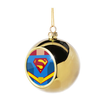 Superman flat, Golden Christmas tree ball ornament 8cm