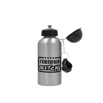 Certified Bitch, Metallic water jug, Silver, aluminum 500ml