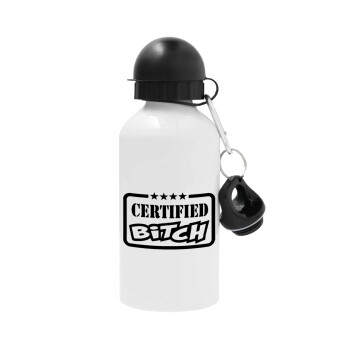 Certified Bitch, Metal water bottle, White, aluminum 500ml