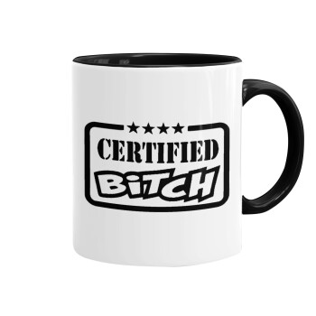 Certified Bitch, Mug colored black, ceramic, 330ml
