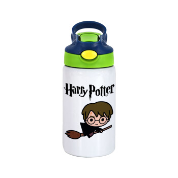 Harry potter kid, Children's hot water bottle, stainless steel, with safety straw, green, blue (350ml)