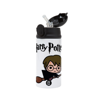 Harry potter kid, Children's hot water bottle, stainless steel, with safety straw, Black (360ml) BPA-FREE