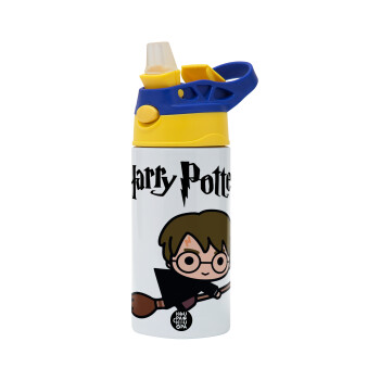 Harry potter kid, Παιδικό παγούρι θερμό, ανοξείδωτο, με καλαμάκι ασφαλείας, πράσινο/μπλε (360ml) BPA FREE