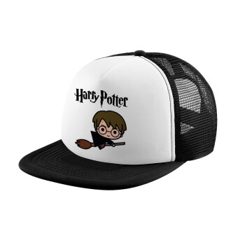 Harry potter kid, Adult Soft Trucker Hat with Black/White Mesh (POLYESTER, ADULT, UNISEX, ONE SIZE)