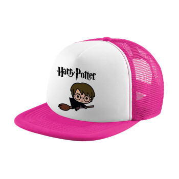 Harry potter kid, Adult Soft Trucker Hat with Pink/White Mesh (POLYESTER, ADULT, UNISEX, ONE SIZE)