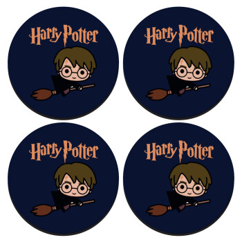 Harry potter kid, SET of 4 round wooden coasters (9cm)