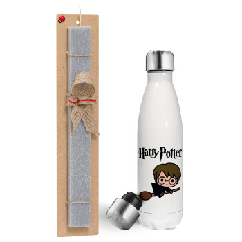 Harry potter kid, Easter candle, metallic white thermos bottle (500ml) & aromatic flat candle (30cm) (GRAY)