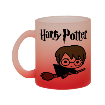 Harry potter kid, Κούπα γυάλινη δίχρωμη με βάση το κόκκινο ματ, 330ml